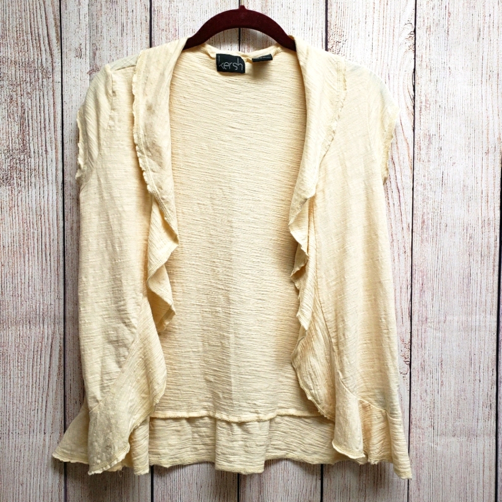 Kersh cream open crop sweater-scallop front